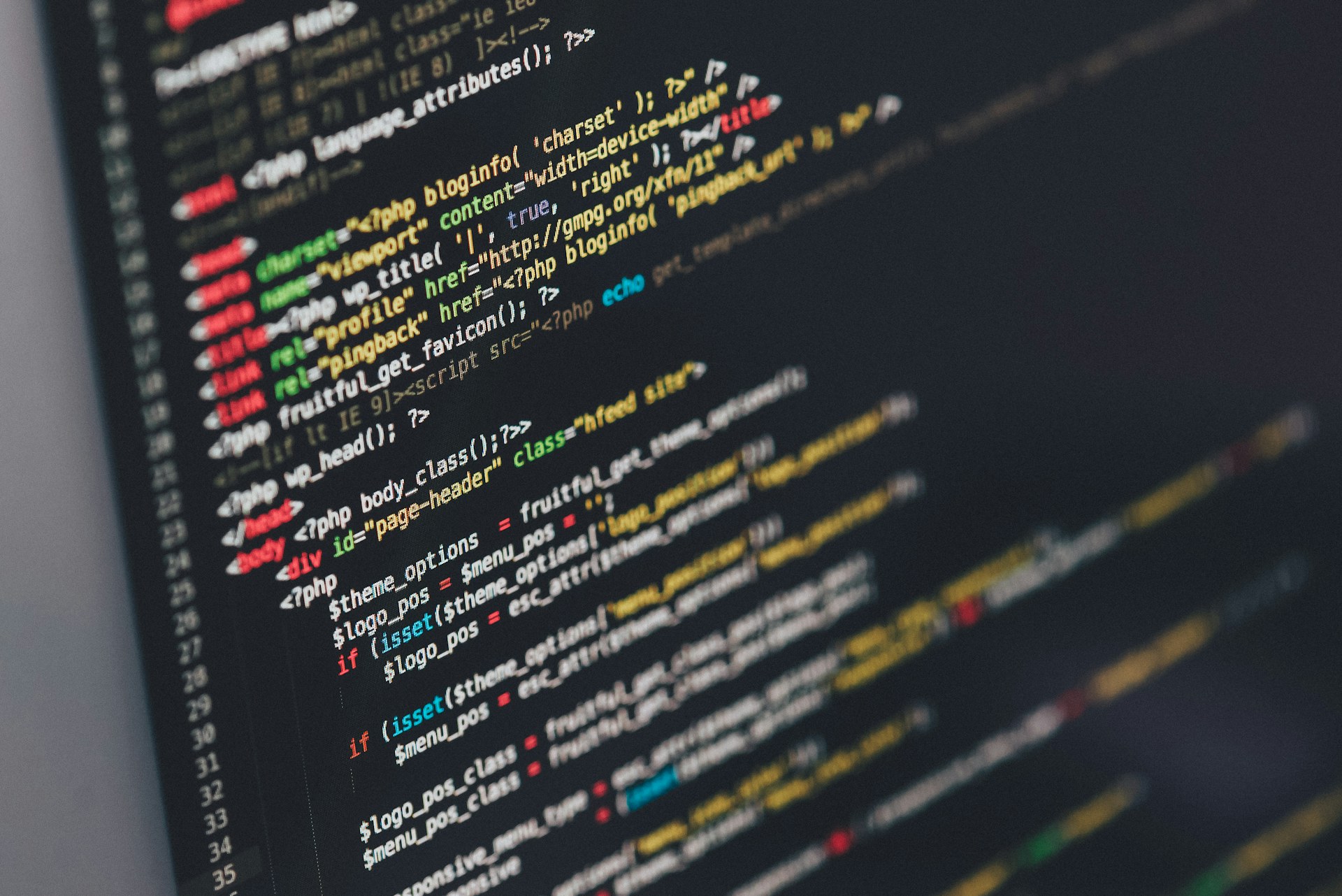 Website source code on a computer screen